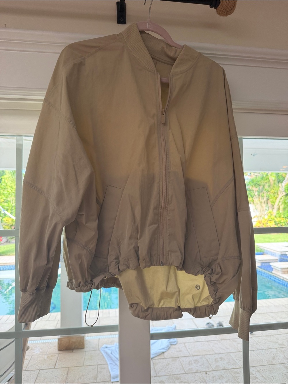 lululemon athletica Beige Zip-Up Bomber Jacket